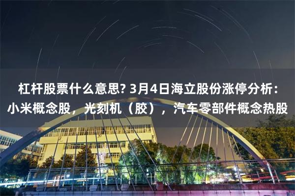 杠杆股票什么意思? 3月4日海立股份涨停分析：小米概念股，光刻机（胶），汽车零部件概念热股