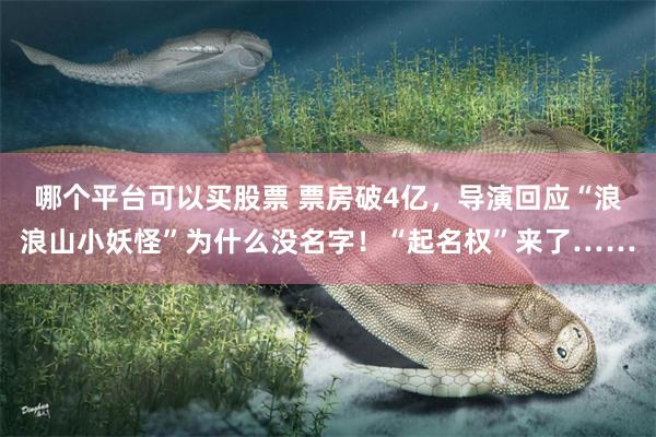 哪个平台可以买股票 票房破4亿，导演回应“浪浪山小妖怪”为什么没名字！“起名权”来了……