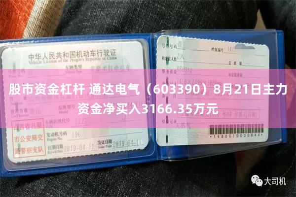 股市资金杠杆 通达电气（603390）8月21日主力资金净买入3166.35万元