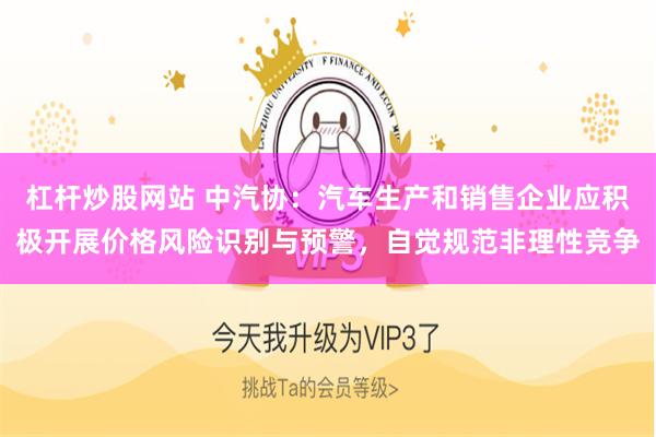 杠杆炒股网站 中汽协：汽车生产和销售企业应积极开展价格风险识别与预警，自觉规范非理性竞争