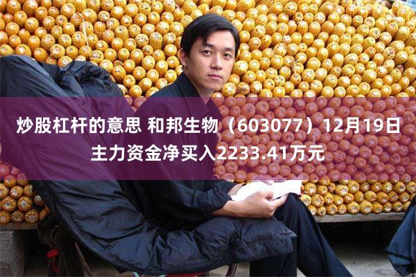 炒股杠杆的意思 和邦生物(603077)12月19日主力资金净买入2233.41万元