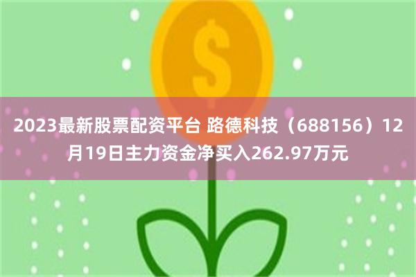 2023最新股票配资平台 路德科技（688156）12月19日主力资金净买入262.97万元