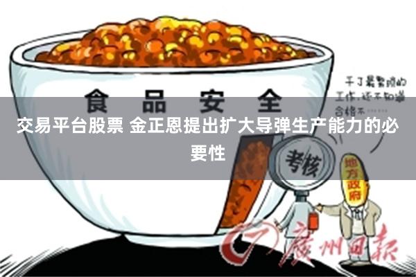 交易平台股票 金正恩提出扩大导弹生产能力的必要性