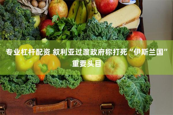 专业杠杆配资 叙利亚过渡政府称打死“伊斯兰国”重要头目