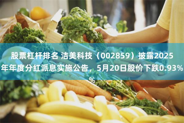 股票杠杆排名 洁美科技（002859）披露2025年年度分红派息实施公告，5月20日股价下跌0.93%