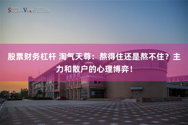 股票财务杠杆 淘气天尊：熬得住还是熬不住？主力和散户的心理博弈！