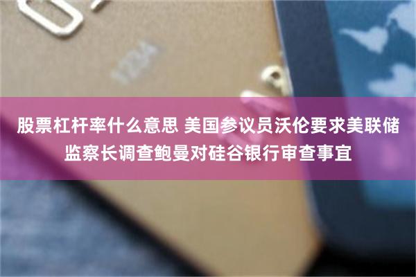 股票杠杆率什么意思 美国参议员沃伦要求美联储监察长调查鲍曼对硅谷银行审查事宜