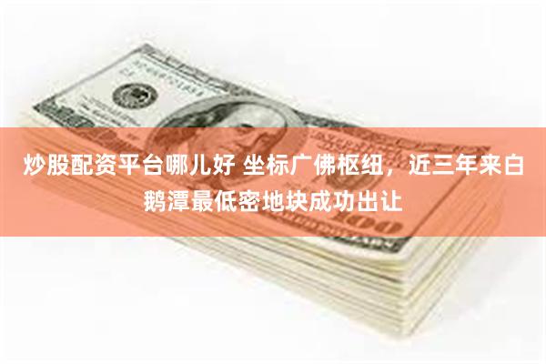 炒股配资平台哪儿好 坐标广佛枢纽,近三年来白鹅潭最低密地块成功出让