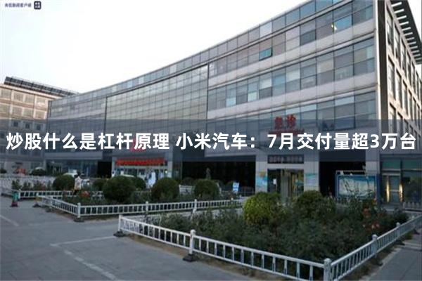 炒股什么是杠杆原理 小米汽车：7月交付量超3万台