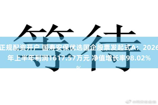 正规配资开户 国寿安保优选国企股票发起式A：2026年上半年利润1617.57万元 净值增长率98.02%