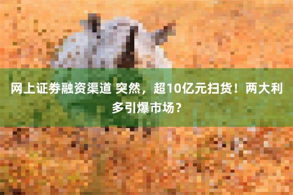 网上证劵融资渠道 突然，超10亿元扫货！两大利多引爆市场？