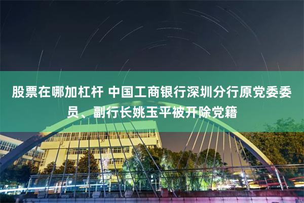 股票在哪加杠杆 中国工商银行深圳分行原党委委员、副行长姚玉平被开除党籍